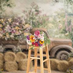 Lofaris Spring Truck Floral Fine Art Backdrop For Photography