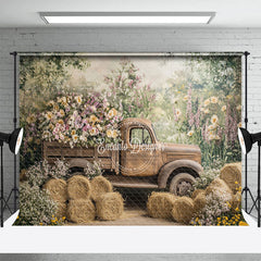 Lofaris Spring Truck Floral Fine Art Backdrop For Photography