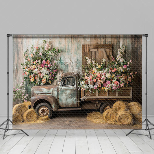 Lofaris Spring Truck Flowers Photo Backdrop For Studio Sessions