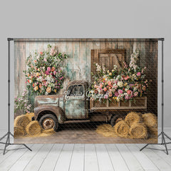 Lofaris Spring Truck Flowers Photo Backdrop For Studio Sessions