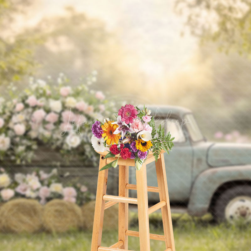 Lofaris Spring Truck Sunshine Natural Photography Backdrop