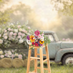 Lofaris Spring Truck Sunshine Natural Photography Backdrop