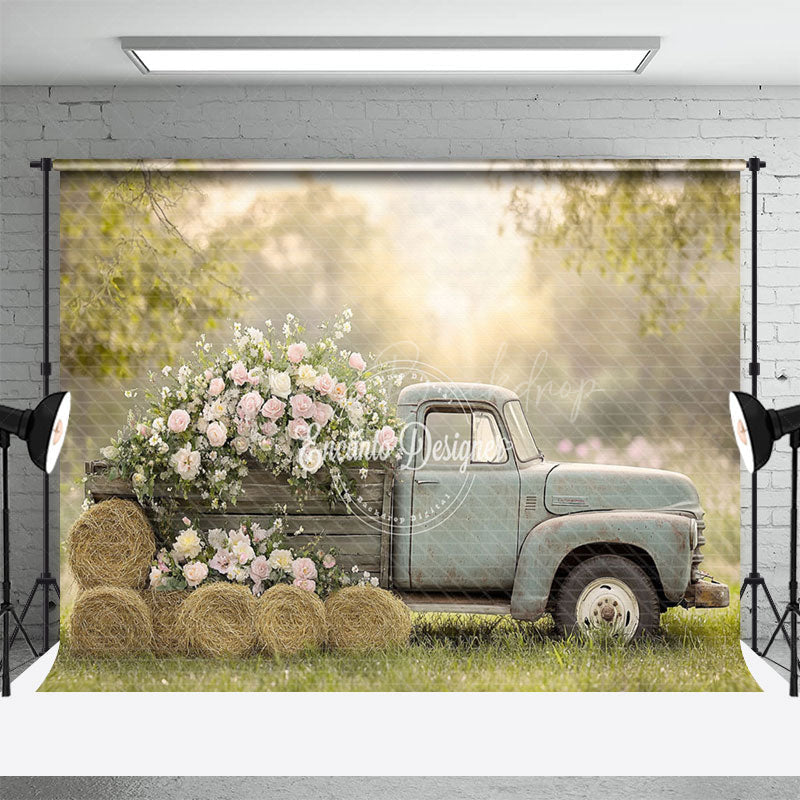 Lofaris Spring Truck Sunshine Natural Photography Backdrop