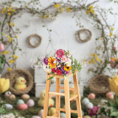 Lofaris Spring Tulips Eggs Chicks Vine Easter Backdrop