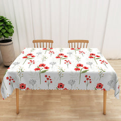 Lofaris Spring Vibe Tablecloth with Repeating Red Flowers for Cheerful Holiday Valentine’s or Garden Party