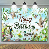 Lofaris Spring Wicker Lake Wild Duck Happy Birthday Backdrop