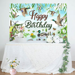 Lofaris Spring Wicker Lake Wild Duck Happy Birthday Backdrop