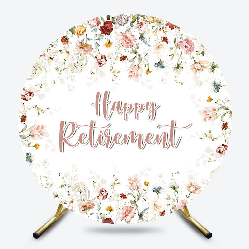 Lofaris Spring Wild Floral Round Happy Retirement Backdrop