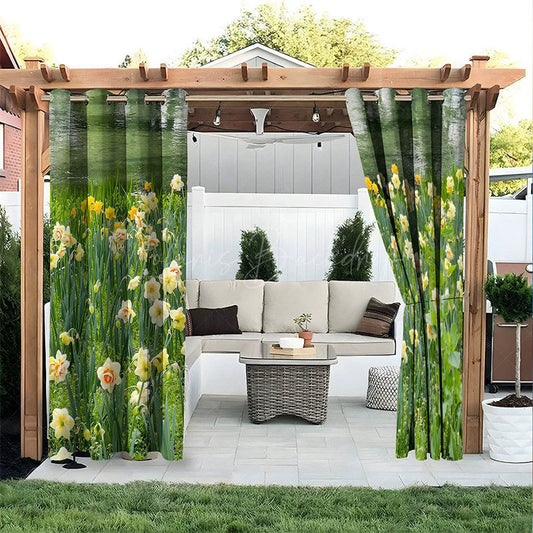 Lofaris Spring Wildflower Waterproof Printed Outdoor Curtains