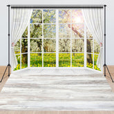 Lofaris Spring Window Scene Wood Floor Combo Set Backdrop