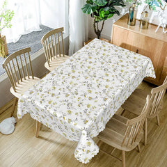 Lofaris Spring Yellow Grey Floral Rectangle Tablecloth White Garden Flower Pattern for Easter Kitchen Dining Decor
