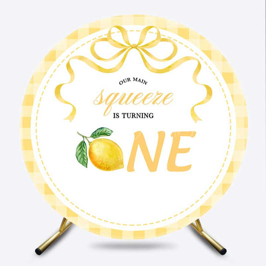 Lofaris Squeeze Turning One Lemon Round Birthday Backdrop