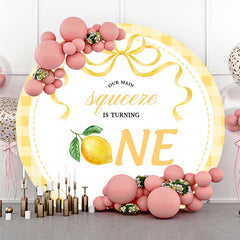 Lofaris Squeeze Turning One Lemon Round Birthday Backdrop