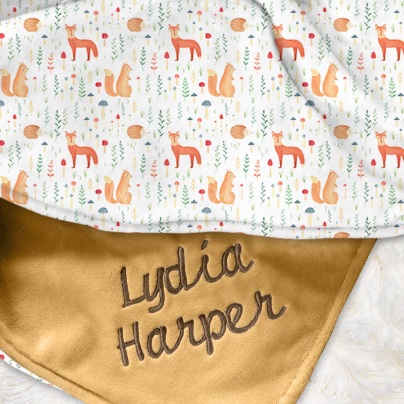 Lofaris Squirrel Fox Green Leaves Animals Minky Baby Blanket