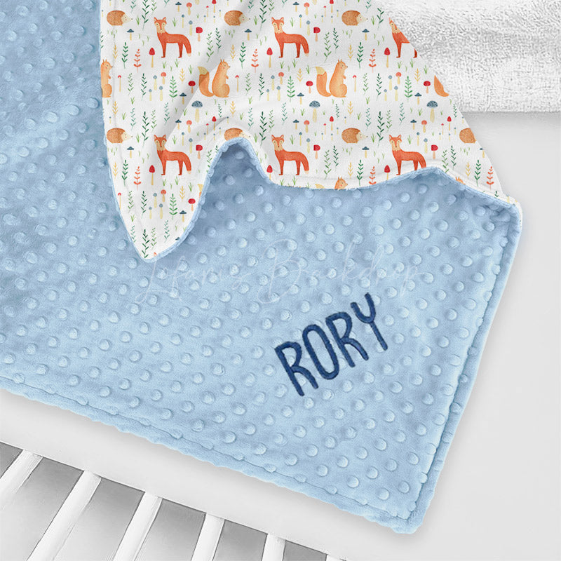 Lofaris Squirrel Fox Green Leaves Animals Minky Baby Blanket