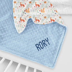 Lofaris Squirrel Fox Green Leaves Animals Minky Baby Blanket