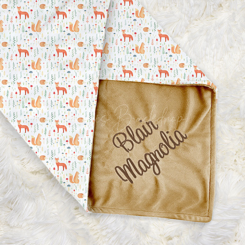 Lofaris Squirrel Fox Green Leaves Animals Minky Baby Blanket