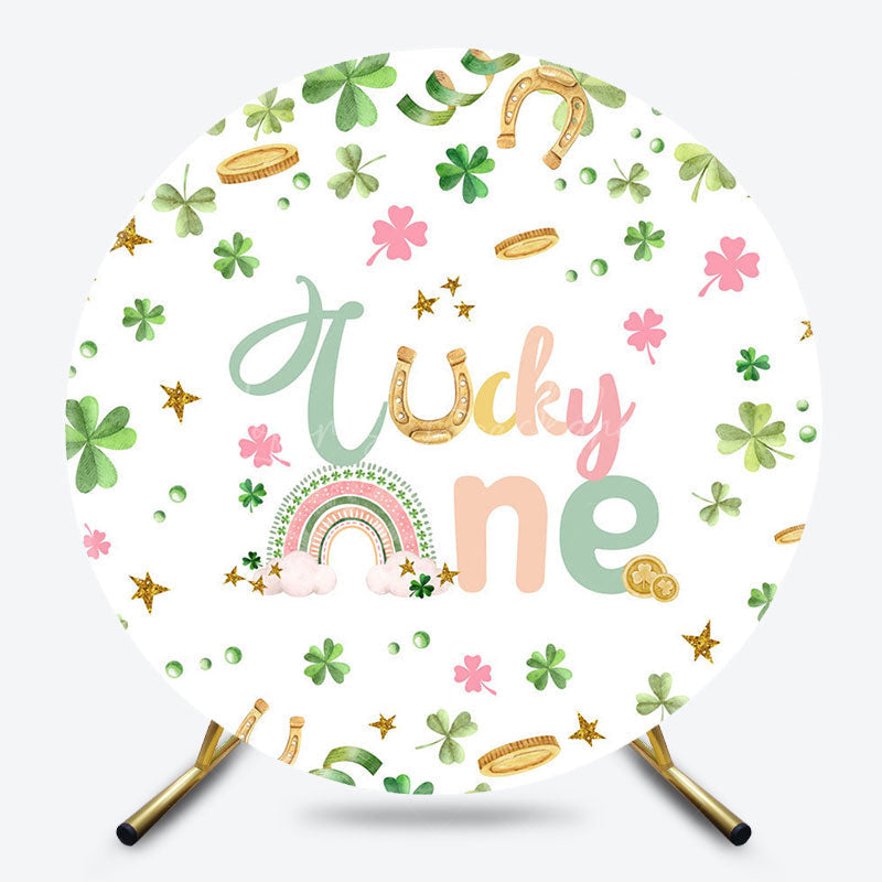 Lofaris St Patircks Clover Lucky One Round Birthday Backdrop