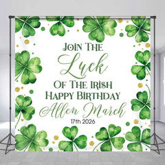 Lofaris St Patrick Green Clover Custom Name Birthday Backdrop