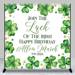 Lofaris St Patrick Green Clover Custom Name Birthday Backdrop
