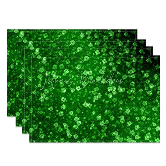 Lofaris St. Patrick’s Day Green Lucky Clover Pattern Set of 4 Placemats Festive Four Leaf Table Mats