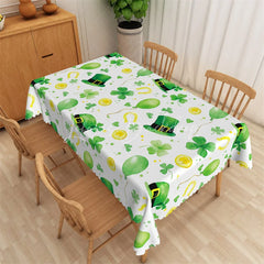 Lofaris St. Patrick’s Day Leprechaun Hat and Gold Coin Rectangle Tablecloth Lucky Shamrock Watercolor Table Cover