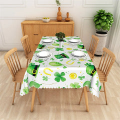 Lofaris St. Patrick’s Day Leprechaun Hat and Gold Coin Rectangle Tablecloth Lucky Shamrock Watercolor Table Cover