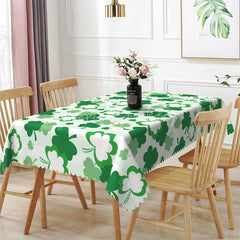 Lofaris St. Patrick’s Day Multi-Green Shamrocks Rectangle Tablecloth Lucky Clover Pattern Table Cover for Dining Room