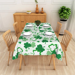Lofaris St. Patrick’s Day Multi-Green Shamrocks Rectangle Tablecloth Lucky Clover Pattern Table Cover for Dining Room