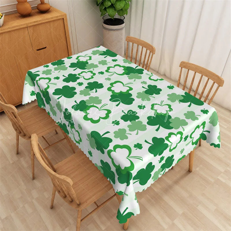 Lofaris St. Patrick’s Day Multi-Green Shamrocks Rectangle Tablecloth Lucky Clover Pattern Table Cover for Dining Room