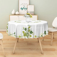 Lofaris St Patricks Day Shamrock Round Tablecloth Green Lucky Clover Wreath Table Cover for Spring