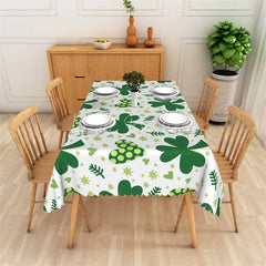 Lofaris St. Patrick’s Day Shamrocks and Hearts Rectangle Tablecloth Green Lucky Leaf Clover Table Cover for Kitchen Party