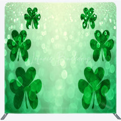 Lofaris St Patricks Day Tension Fabric Backdrop Green Shamrock Bokeh Background Lucky Clover Party Decoration