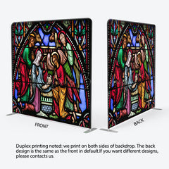 Lofaris Stained Glass Nativity Christmas Pillow Case Backdrop