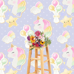 Lofaris Star Balloons Unicorn Repeat Cake Smash Backdrop
