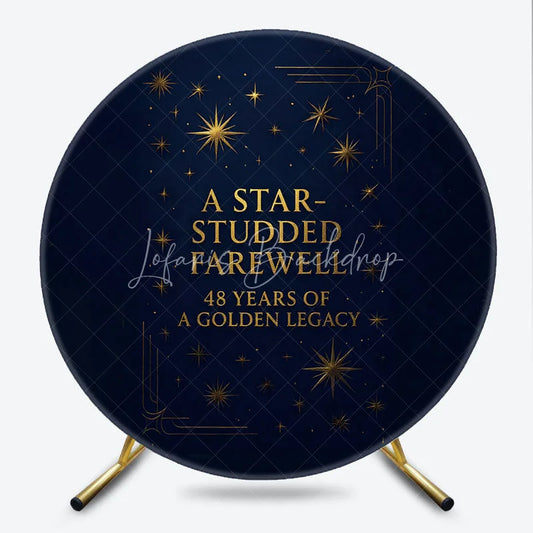 Lofaris Star Studded Farewell 48 Years Golden Legacy Round Backdrop Navy and Gold Retirement Banner