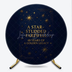 Lofaris Star Studded Farewell 48 Years Golden Legacy Round Backdrop Navy and Gold Retirement Banner