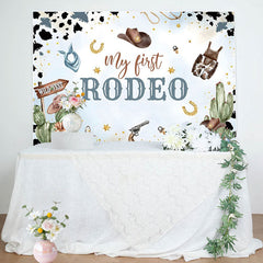 Lofaris Starry Blue Cowboy My First Rodeo Birthday Backdrop
