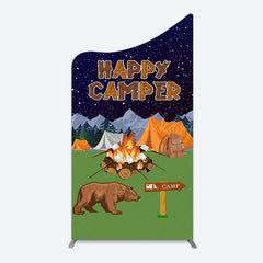 Lofaris Starry Camping Night Bear Happy Camper Arch Backdrop