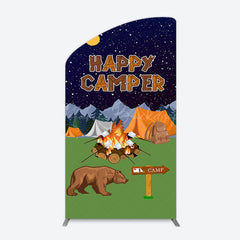 Lofaris Starry Camping Night Bear Happy Camper Arch Backdrop