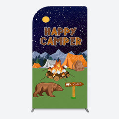 Lofaris Starry Camping Night Bear Happy Camper Arch Backdrop