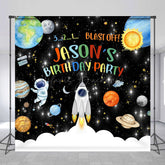 Lofaris Starry Galaxy Blast Off Custom Name Birthday Backdrop