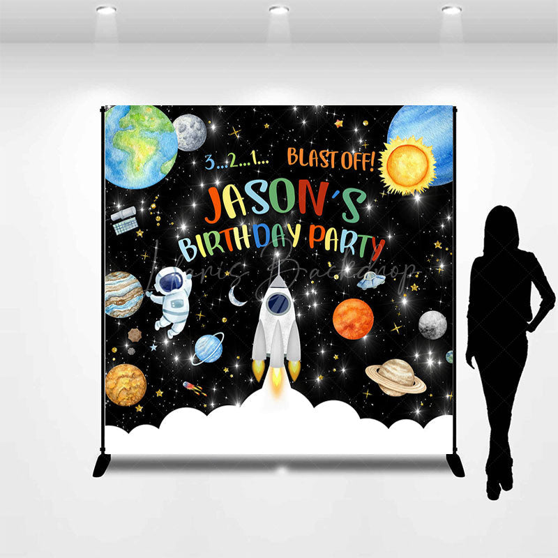 Lofaris Starry Galaxy Blast Off Custom Name Birthday Backdrop
