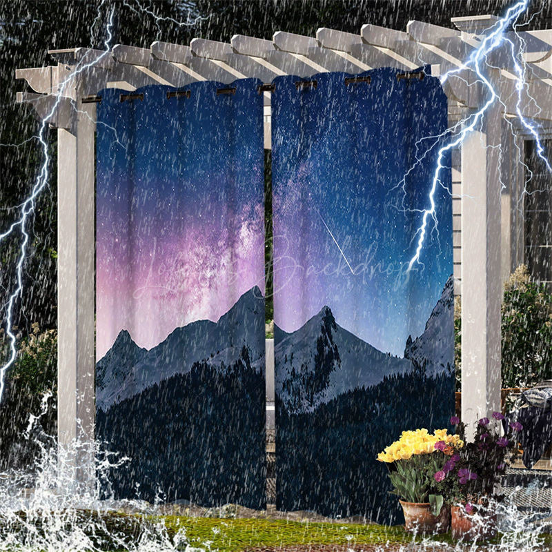 Lofaris Starry Mountains Waterproof Outdoor Curtains For Gazebo