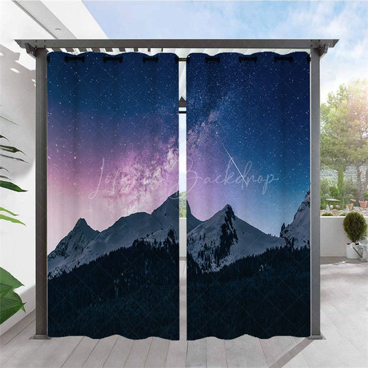 Lofaris Starry Mountains Waterproof Outdoor Curtains For Gazebo