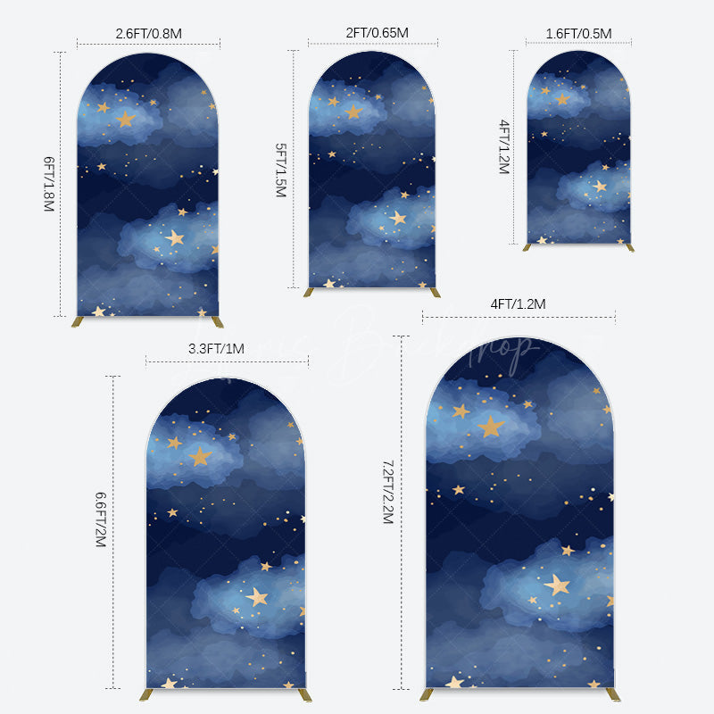Lofaris Starry Navy Blue Night Clouds Birthday Arch Backdrop