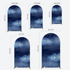 Lofaris Starry Navy Blue Night Clouds Birthday Arch Backdrop