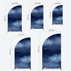 Lofaris Starry Navy Blue Night Clouds Birthday Half Moon Arch Backdrop