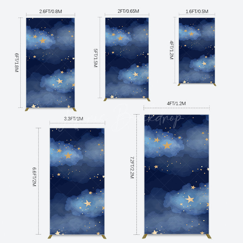 Lofaris Starry Navy Blue Night Clouds Birthday Rectangle Backdrop