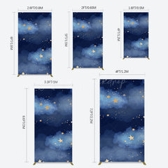 Lofaris Starry Navy Blue Night Clouds Birthday Rectangle Backdrop
